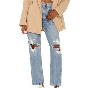 Agolde 90s Mid Rise Loose Fit Distressed Jeans Denim 24